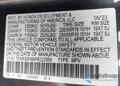 2023 Honda Cr-V Hybrid Sport Touring from USA, damaged, VIN 7FARS6H96PE022950